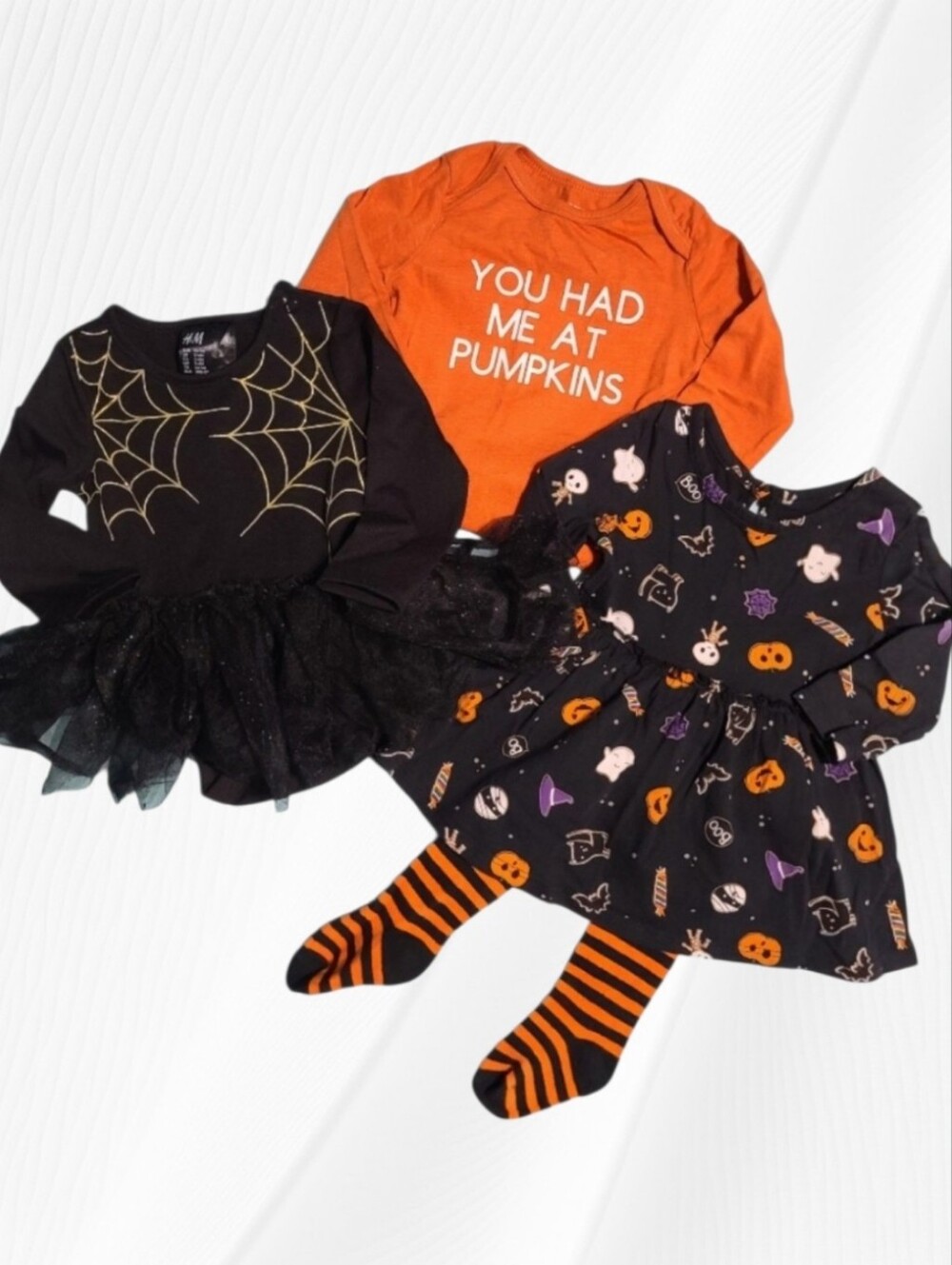 Baby Girls "Spooky Season" Halloween Outfit Bundle - 4 Piece Lot (3-6 MTHS)